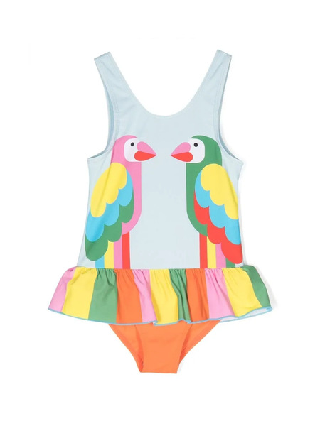  Stella Mccartney Kids Graphic-print Ruffled Swimsuit - Blue 