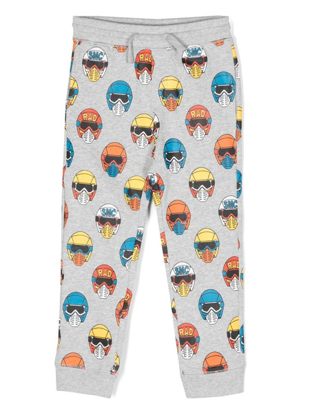  Stella Mccartney Kids Helmet-print Drawstring Track-pants - Grey 