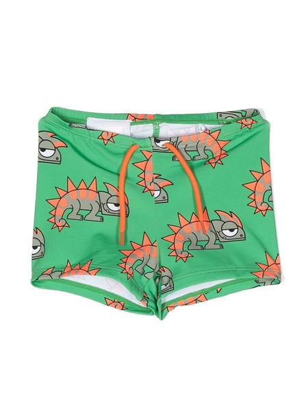  Stella Mccartney Kids Lizard-print Drawstring Swim Shorts - Green 