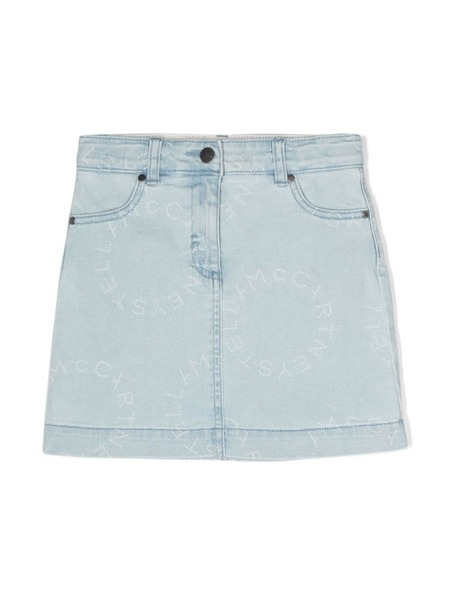  Stella Mccartney Kids Logo-print Denim Skirt - Blue 