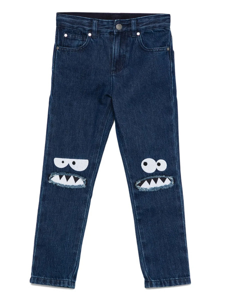  Stella Mccartney Kids Monster-face Distressed Jeans - Blue 