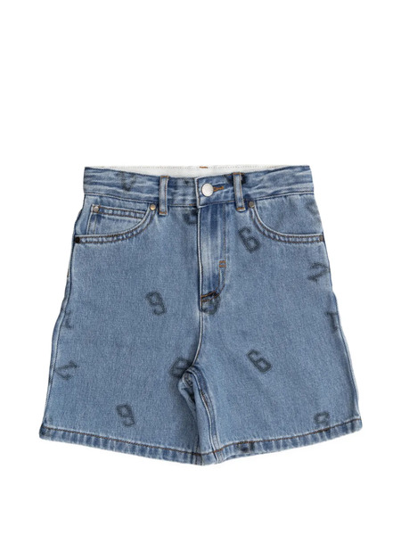  Stella Mccartney Kids Numbers-print Denim Shorts - Blue 