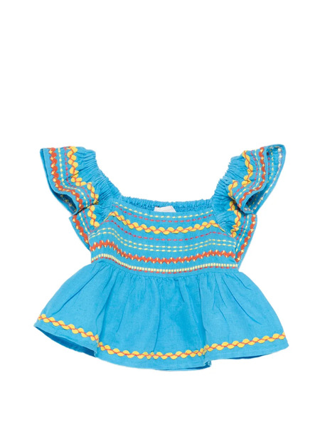  Stella Mccartney Kids Ruffled-collar Top - Blue 