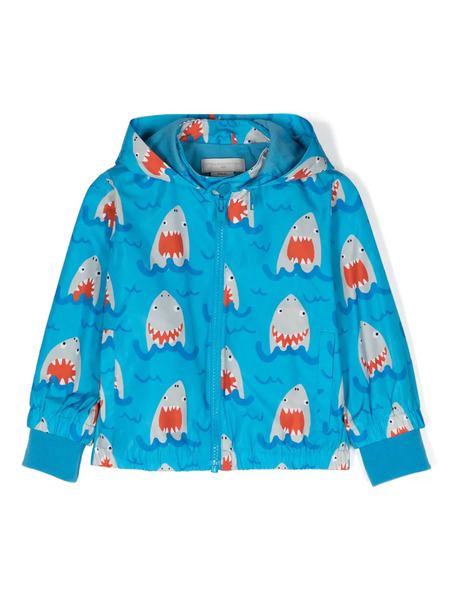  Stella Mccartney Kids Shark-print Hooded Jacket - Blue 