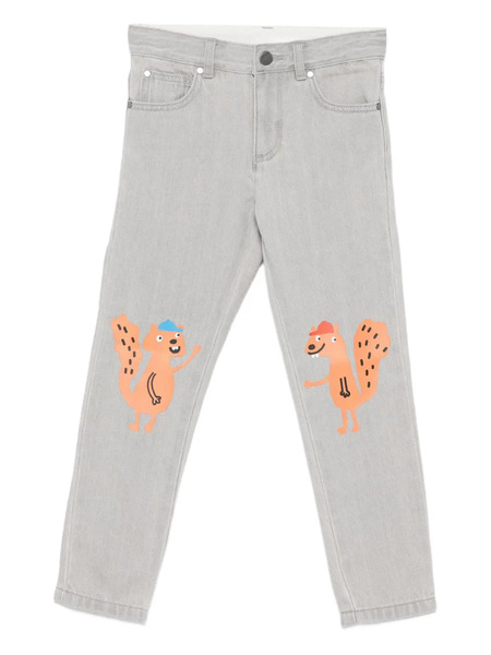  Stella Mccartney Kids Squirrel-print Jeans - Grey 
