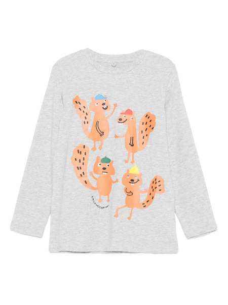  Stella Mccartney Kids Squirrel-print Long-sleeve Top - Grey 