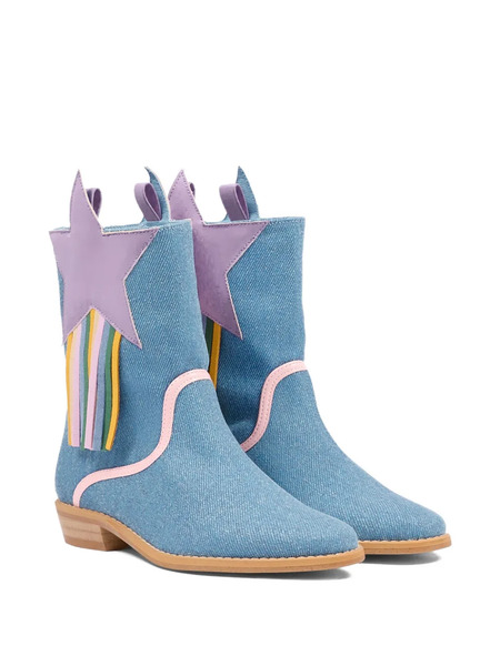  Stella Mccartney Kids Star-motif Fringed Boots - Blue 