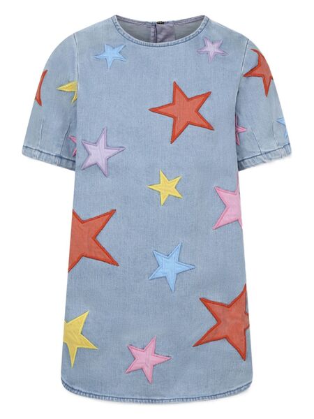  Stella Mccartney Kids Star-patch Denim Dress - Blue 
