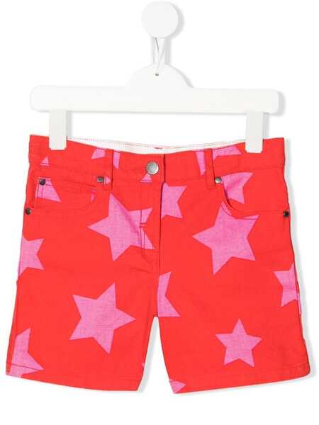  Stella Mccartney Kids Star-print Denim Shorts - Red 