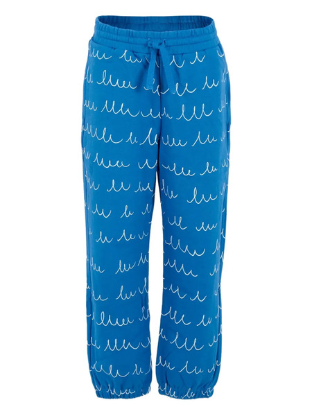  Stella Mccartney Kids Wave-print Drawstring Trousers - Blue 