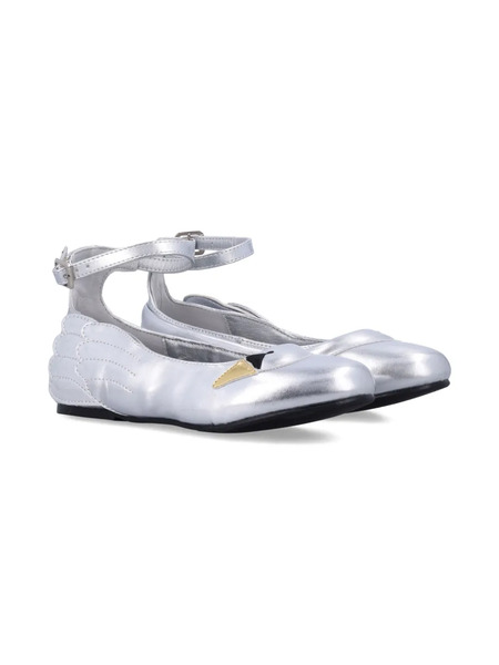 Stella Mccartney Kids Wing-detail Ankle-strap Ballerinas - Grey 