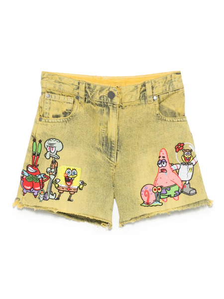  Stella Mccartney Kids X Spongebob Squarepants Denim Shorts - Yellow 