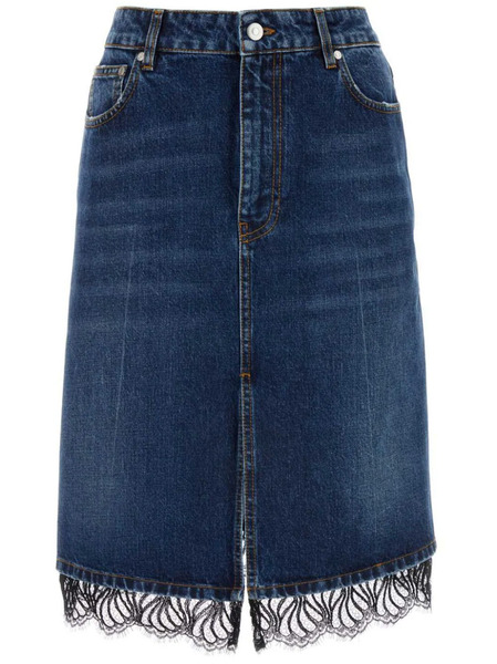 Stella Mccartney Lace-trim Denim Skirt - Blue 
