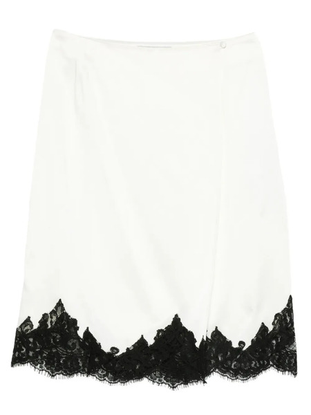  Stella Mccartney Lace-trim Satin Midi Skirt - Neutrals 