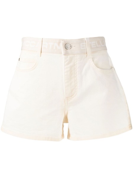  Stella Mccartney Logo-waistband Mini Shorts - Neutrals 