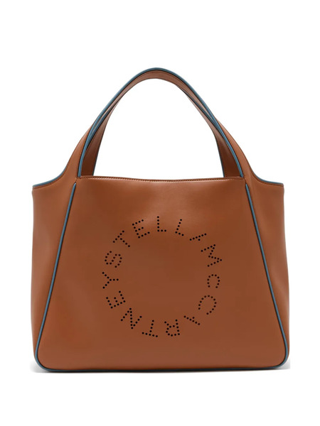  Stella Mccartney Perorated Logo Tote Bag - Brown 