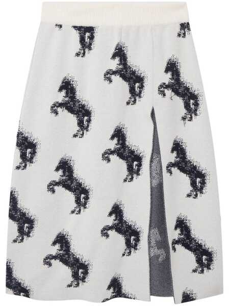  Stella Mccartney Pixel Horse Jacquard Midi Skirt - White 