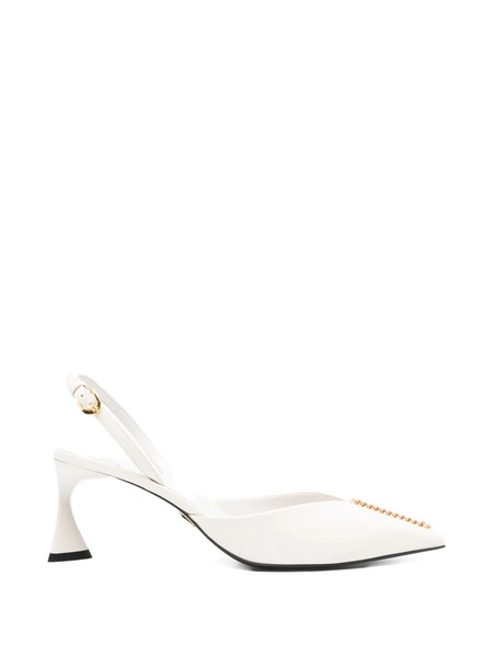  Stella Mccartney Pointed Chain-detail Pumps - White 