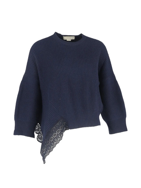  Stella Mccartney Pre-owned 2025 Lace-trim Ribbed Knit Sweater - Blue 