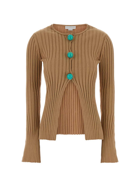  Stella Mccartney Ribbed Button Cardigan - Brown 