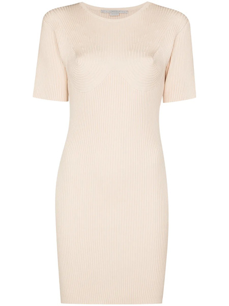  Stella Mccartney Ribbed Knitted Mini Dress - Neutrals 