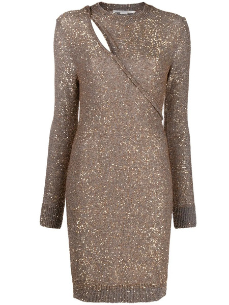  Stella Mccartney Sequin-embellished Mini Dress - Brown 