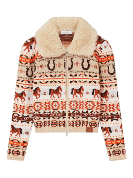  Stella Mccartney Textured-collar Patterned Jacket - Neutrals 