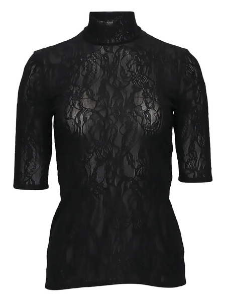 Stella Mccartney Turtleneck Lace Top - Black 