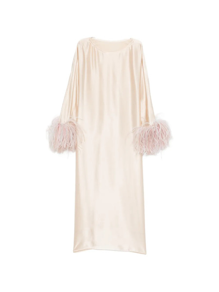  Stephan Janson Feather-trim Midi Dress - Neutrals 
