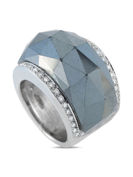  Stephen Webster 18k White Gold Hematite And Diamond Ring - Silver 