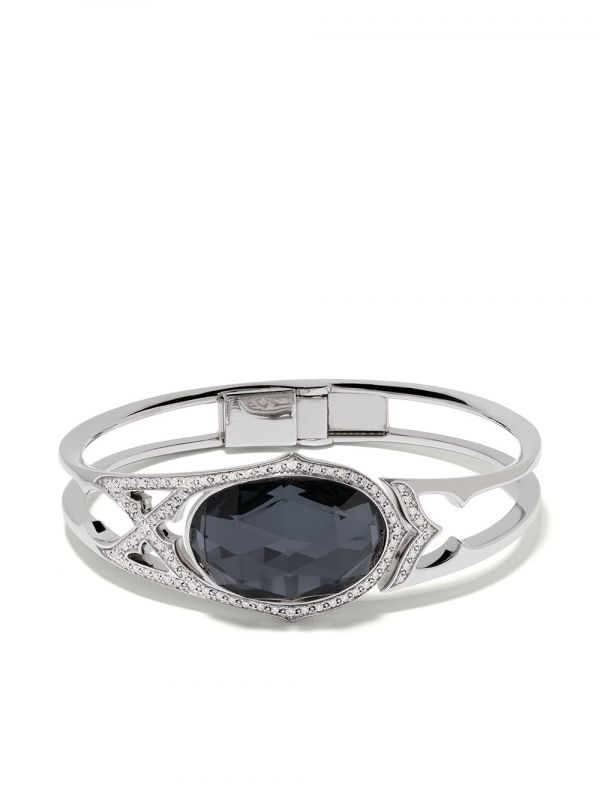  Stephen Webster 18kt White Gold Crystal Haze Love Diamond, Quartz And Hematite Bangle - Silver 