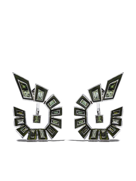  Stephen Webster 18kt White Gold Dynamite Enamel And Diamond Hoop Earrings - Silver 