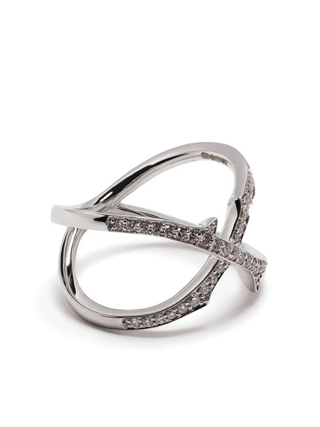  Stephen Webster 18kt White Gold Stem Crossover Diamond Ring - Silver 