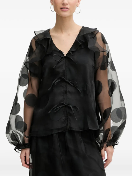  Stine Goya Ruffled Polka-dot Blouse - Black 