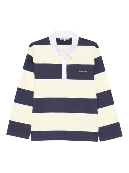  Stine Goya Striped Polo Top - Blue 