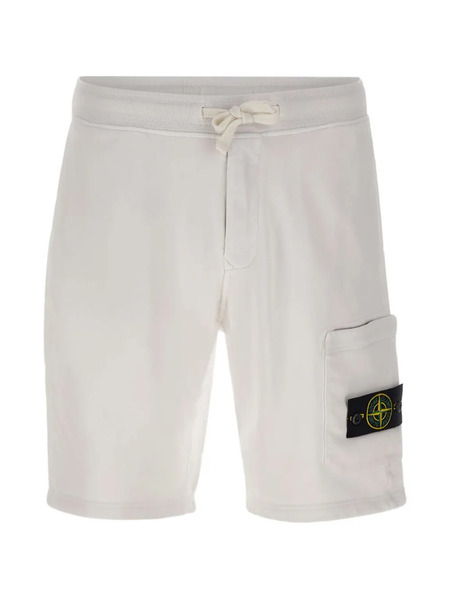  Stone Island Badge Pocket Organic Cotton Shorts - White 