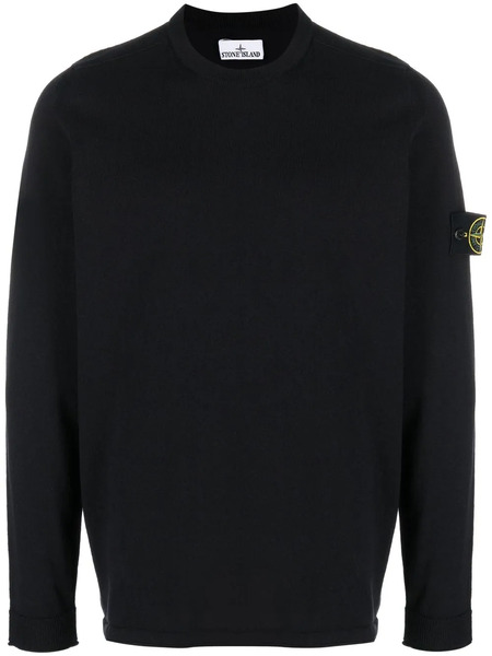  Stone Island Compass-patch Crew-neck Sweater - Black 