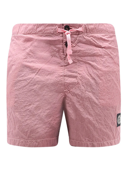  Stone Island Drawstring-fastening Logo-patch Swim Shorts - Pink 