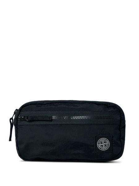  Stone Island Front-zip Logo-patch Belt Bag - Black 