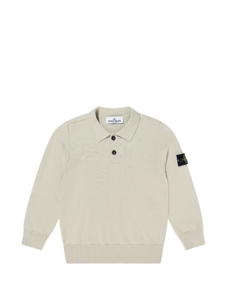  Stone Island Junior Buttoned Long-sleeve Polo Shirt - Neutrals 