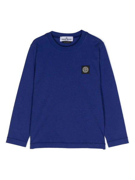  Stone Island Junior Compass-appliqué Cotton Sweatshirt - Blue 