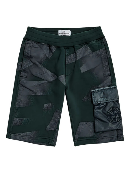  Stone Island Junior Compass-motif Cargo Shorts - Green 