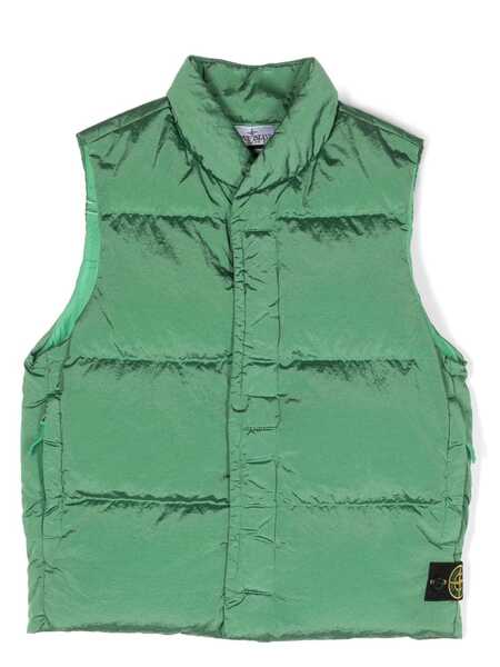  Stone Island Junior Compass-motif Padded Gilet - Green 