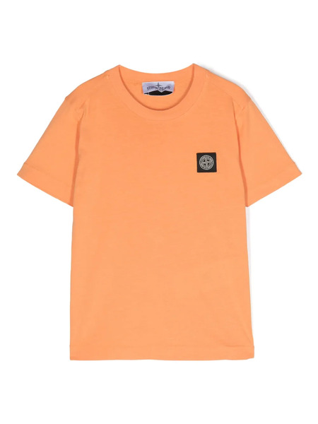  Stone Island Junior Compass-patch Cotton T-shirt - Orange 