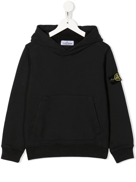  Stone Island Junior Compass-patch Pullover Hoodie - Black 