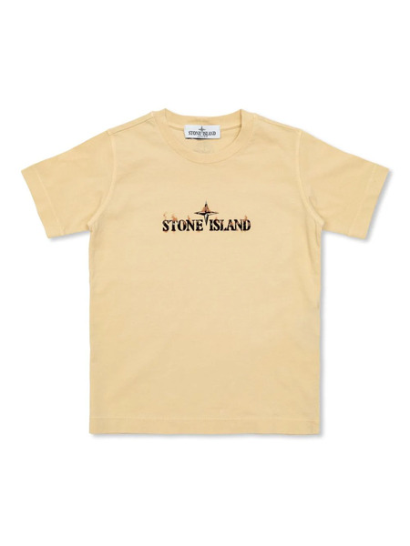  Stone Island Junior Compass-print Cotton T-shirt - Neutrals 