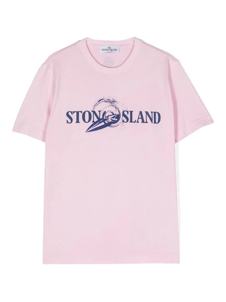  Stone Island Junior Logo-appliqué T-shirt - Pink 