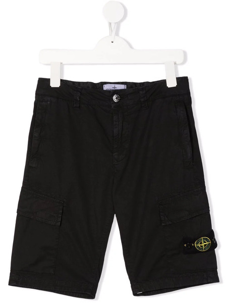  Stone Island Junior Logo-patch Cargo Shorts - Black 