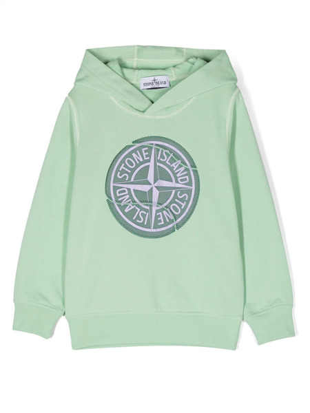  Stone Island Junior Logo-patch Cotton Hoodie - Green 