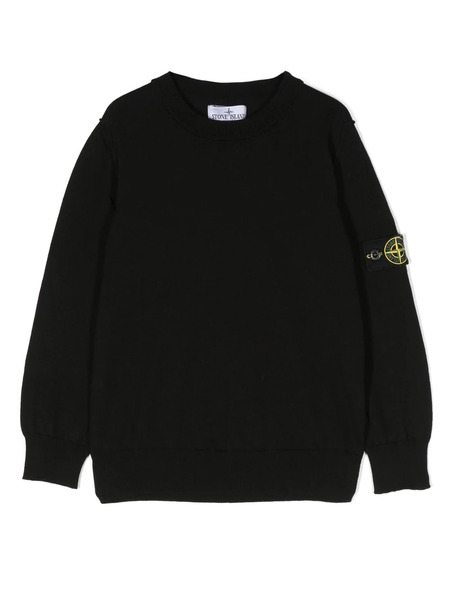  Stone Island Junior Logo-patch Crew Neck Sweatshirt - Black 